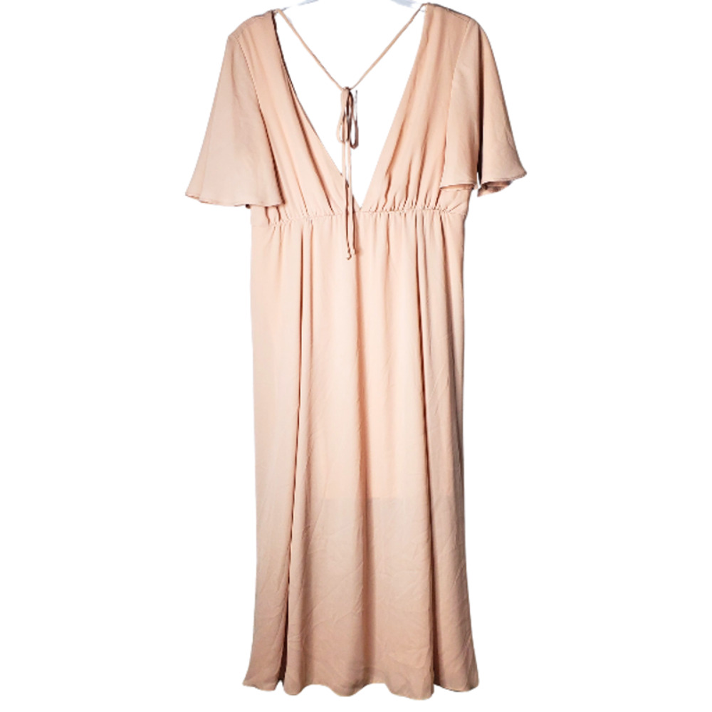 MuMu dress pastel pink feminine flowing dress bridesmaid formal dress cream L